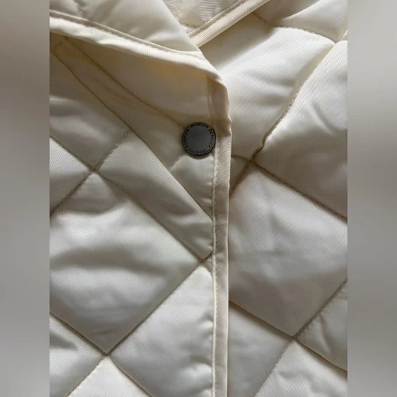 Rebecca Minkoff Cream Quilted Light Weight Puffer Jacket Tie Waist Size L NWT - Picture 8 of 9